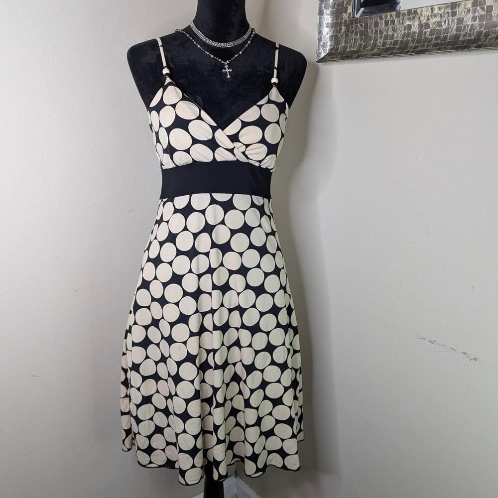 black and cream polka dress medium